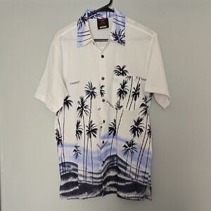 Legacy Vintage White and Navy Palm Print Men's Shirt